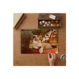 Saksının Içinde Oturan Sevimli Kedi Tasarımı 240 Parça Ahşap Puzzle Ahşap Kutuda MP04703