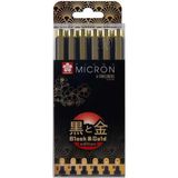 Sakura 5789120 Pigma Micron Siyah Gold Edition 6'lı Teknik Çizim Kalem Seti