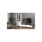 Sakura Ahşap Hunerika Helen Set 4 Tv Ünitesi-vitrin/büfe Takımı -wood Beyaz-minifiks Bağlantılı