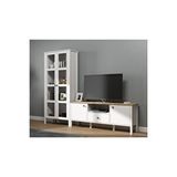 Sakura Ahşap Hunerika HELEN SET 9 tv ünitesi-kitaplık takımı -Wood Beyaz-Minifiks Bağlantılı