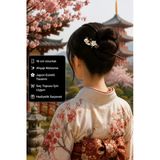 Sakura Pearl Ahşap Saç Çubuğu – Japon Esintili Çiçek Ve İnci Detaylı Saç Tokası