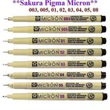 Sakura Pigma Micron 8'Li Set Teknik Çizim Kalemi 003 005 01 02 03 04 05 08 Renkli İnce Uçlar