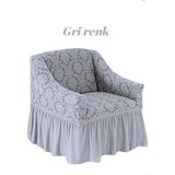 Şal Desen Jakarli Tek Kişilik Koltuk Örtüsü ,berjer Kılıfı Etekli (1 Adet) - 80 x 120 cm - Gri