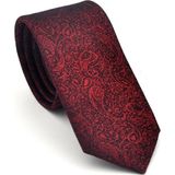 Şal Desenli Bordo Dokuma Kumaş Mendilli Slim Fit Kravat // SDK-2508-3
