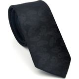 Şal Desenli Siyah Dokuma Kumaş Mendilli Slim Fit Kravat // SDK-2512-1