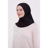 Şal Görünümlü Hazır Pratik Geçmeli Tesettür Hijab Bone - Siyah Renk