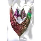 ŞAL MODEL YANARDÖNER ZIRH METAL TASARIM KOLYE KÜPE SET