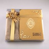Şal + Seccade +Tesbih +Kuran Hediye Set (Orta Boy, Kadife, Gold)