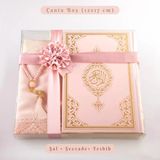 Şal + Seccade + Tesbih + Kuran Hediye Seti Çanta Boy, Ekonomik Cilt, Pembe