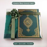 Şal + Seccade + Tesbih + Kuran Hediye Seti Çanta Boy, Ekonomik Cilt, Yeşil