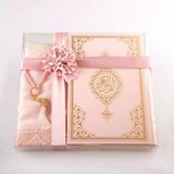 Şal + Seccade + Tesbih + Kuran Hediye Seti Orta Boy, Ekonomik Cilt, Pembe