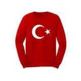 Salar Ticaret Çocuk Uzun Kollu Bayrak Tişört Ay Yıldızlı Kırmızı Tişört Unisex Kırmızı