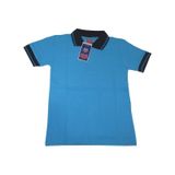 Salar Ticaret Mavi Kısa Kol 6-16 Yaş Çocuk Okul Lakos Tişört/T-Shirt - Mavi
