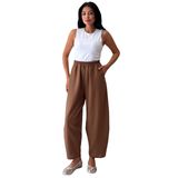 Salaş Keten Pantolon (Kahve, 2XL-3XL)
