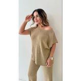 Salaş Kırçıllı Triko Takım Camel