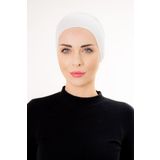 Şalcenneti.com Geçmeli Önü Dikişsiz Pratik Beyaz Bone