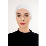 Şalcenneti.com Slikonlu Önü Dikişsiz Kaymaz Beyaz Renk Bone