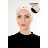 Şalcenneti.com Slikonlu Önü Dikişsiz Kaymaz Krem Renk Bone