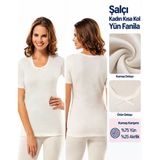 Şalçı Safyün Kadın %75 Yün Kısa Kol Fanila Atlet İçlik 7330 - 1 Adet Xl Ekru