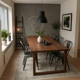 Salda Ahşap Kütük Yemek Masası / Toplantı Masası / Çalışma Masası U Ayak - Açık Ceviz - 80 x 180