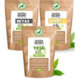Salda Secret Yeşil Kil 100 gr + Beyaz Kil 100 gr + Sarı Kil 100 gr - Doğal Yüz Maskesi Toz