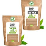 Salda Secret Yeşil Kil 100 gr + Beyaz Kil 100 gr Yüz Maskesi Toz - Kil Maskesi - Siyah Nokta