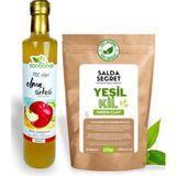 Salda Secret Yeşil Kil Yüz Maskesi 250 gr Kil Maskesi Toz - Sarıbahçe Elma Sirkesi 500 ml