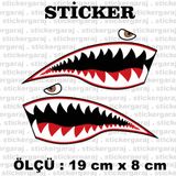Saldırgan Köpek Balığı Dişi Gözlü Sticker Otomobil Motosiklet Kask Cam Araba Sticker Etiketleri