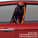 Saldırgan Siyah Panter Oto Sticker - Yeni Nesil Hd Baskı Kalitesi Araba Kapı Direkleri Kaplama Folyosu - Tuning Modifiye Aksesuar