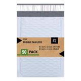 SALES4LESS #2 Poly Bubble Mailers 20,5 x 30,5 cm Dolgulu Zarf Postası Su Geçirmez 50'li Paket (PBM8512-50), Beyaz