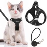 SALFSE Kedi Koşum Takımı ve Tasma Kaçış Koruması, Ayarlanabilir Yumuşak Örgü Yavru Kedi Yeleği Yürüyüş için Yansıtıcı Evcil Hayvan Koşum Takımı Kedi Küçük Köpekler için (Siyah, XXS)