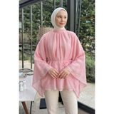 Salih Çelebi Büzgülü Reglan Kol Tunik Y0150 - PEMBE