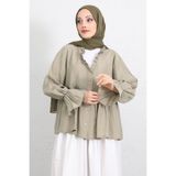 Salih Çelebi Fırfır Yaka Peplum Gömlek Y0107 - AÇIK HAKİ