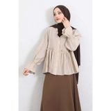 Salih Çelebi Fırfır Yaka Peplum Gömlek Y0107 - BEJ