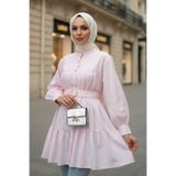 Salih Çelebi Kat Kat Keten Tunik 2369 - PEMBE