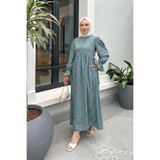 Salih Çelebi Mandala Desen Tesettür Elbise 2328 - MİNT YEŞİLİ