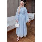 Salih Çelebi Reglan Kol Çizgili Elbise Y0168 - BEBE MAVİSİ