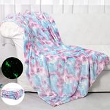 SALIMAH Glow in The Dark Throw Battaniye Aydınlık Tek Boynuzlu At Battaniyesi Erkek Kız Çocukları için Süper Yumuşak Peluş Flanel Battaniye, Noel Şükran Günü Sihirli Battaniye Hediyeleri, 152 x 127 cm