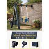 Salıncak Duvar Montaj Aparatı 8X8CM Demir Bağlantı Hamak Beşik Pergola Çardak Tahterevalli Çocuk Parkı Bahçe Teras Kapı Gölgelik Hırdavat Parça - Siyah