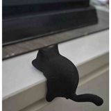 Salıncak Kablo Kulaklık Tutucu 3D Mini Kedi Figür Portatif Köşe Askısı 3Adet Siyah (Kendinden Yapışkanlı)