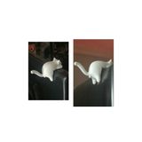 Salıncak Kablo Tutucu 3D Mini Kedi Figür Portatif Köşe Askısı 2 Adet Beyaz (Kendinden Yapışkanlı)