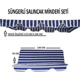 Salıncak Lüks Kılıf Seti Minderli 2 Kişilik 130 X45 Mavi - Beyaz
