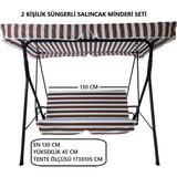 Salıncak Minder Seti Tenteli Kahve- Beyaz 2 Kişilik Süngerli Işbir Gri Sünger 130X45X3CM - Beyaz - Kahverengi
