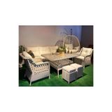 SALINCAKCIM RATTAN BAHÇE VERANDA TERAS BALKON OTURMA GRUBU 3+1+1 KREM