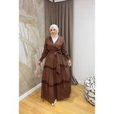 Salisburys Molly Nelly Kadın Püsküllü Muslin Kuşaklı Elbise - Kahverengi - 1