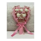 Salish Teddy Bear Çiçek Buketi - Peluş Ayıcık, Sevgiliye Hediye, Çiçek Detaylı - Pembe Hediye Buketi