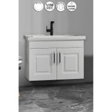 Salkım 65 Cm Beyaz Balon Mdf Seramik Lavabolu Asma Banyo Alt Dolabı