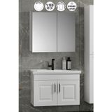 Salkım 65 cm Beyaz Balon MDF Seramik Lavabolu Asma Banyo Dolabı Takımı