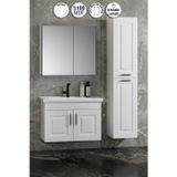Salkım 65+35 Cm Beyaz Balon Mdf Seramik Lavabolu Asma Banyo Dolabı Takımı