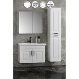 Salkım 80+35 Cm Beyaz Balon Mdf Seramik Lavabolu Asma Banyo Dolabı Takımı